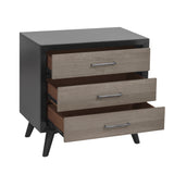 Stylish Two-Tone Finish Bedroom Nightstand Walnut Veneer