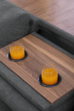 Gray Left Hand Facing Sofa & Chaise with Ottoman