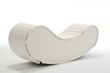 White Rocking Leisure chair for back stretching - bench, Relax Yoga Chaise Leather Curved Sofa