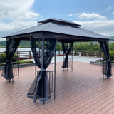 13x10 Outdoor Patio Gazebo Canopy Tent With Ventilated Double Roof And Mosquito net