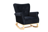 Black Mid Century Fabric Rocker Chair with Wood Legs