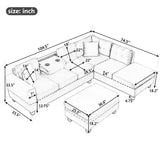 Modern Sectional Sofa with Storage Ottoman