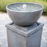 Gray Polyresin Gray Zen Bowl Water Fountain, Outdoor Bird Feeder /Bath Fountains, Relaxing Water Feature for Garden Lawn Backyard Porch