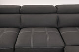 Grey Sectional Sofa with Adjustable Headrest, Sleeper Sectional Pull Out Couch