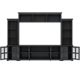 Minimalism Style Entertainment Wall Unit with Bridge, Modern TV Console Table for TVs Up to 70"