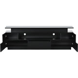 Black Stylish Functional TV stand, 5 Pieces Floating TV Stand Set, High Gloss Wall Mounted Entertainment Center with 16-color LED Light Strips for 75+ inch TV, Black