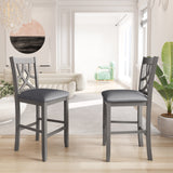 Farmhouse 3 Piece Round Counter Height Kitchen Dining Table Set