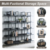 5 Tier Bookcase Open Bookshelf, Vintage Industrial Style