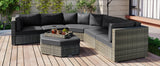 6 Piece Outdoor Conversation Set All Weather Wicker Sectional Sofa with Ottoman and Cushions and Small Trays