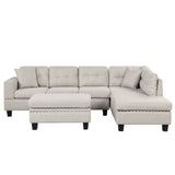 Modern Sectional Sofa with Storage Ottoman