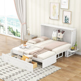 Queen Size Mobile Murphy Bed with Drawer and Little Shelves