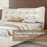 Upholstered Queen Bed with Ergonomic Wingback Headboard