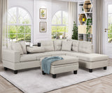 Modern Sectional Sofa with Storage Ottoman, L-Shape Couch