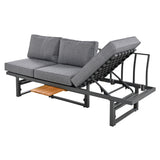 3-Piece Multi-Functional Outdoor Sectional Sofa Set with Height-adjustable Seating and Coffee Table for Patio, Garden and Backyard (Grey)
