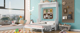 Queen Size White Murphy Bed with Shelf