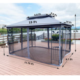 13x10 Outdoor Patio Gazebo Canopy Tent With Ventilated Double Roof And Mosquito net
