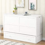 Queen Size Mobile Murphy Bed with Drawer and Little Shelves