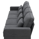 4-Seater Modern Linen Fabric Sofa with Armrest Pockets