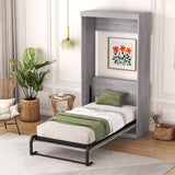 Gray Twin Size Murphy Bed that Transforms into a Cabinet