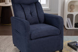 Navy Blue Fabric Swivel Rocking Chair