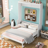 Queen Size White Murphy Bed with Shelf
