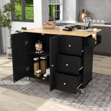 Rolling Mobile Kitchen Island with Solid Wood Top