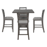 5-Piece Wooden Counter Height Dining Set with Padded Chairs