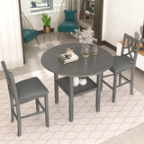 Farmhouse 3 Piece Round Counter Height Kitchen Dining Table Set