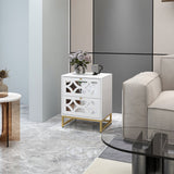 2 drawer nightstand - White Mirrored Nightstandwith Gold Legs