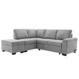 Gray Sleeper Sectional Sofa L-Shape Corner Couch