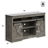 3 Level Adjustable Shelves Barn Door Light Gray Wood Tv Stand