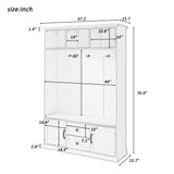 Hall Tree Cabinet with 3 Hooks, Coat Hanger, Entryway Bench, Storage Bench