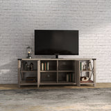 68" TV Stand Wood Metal TV Console Industrial Entertainment Center Farmhouse with Storage Cabinets and Shelves, Grey Walnut
