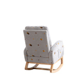 Grey  Rocking Chair with Side Pocket, Upholstered High Back