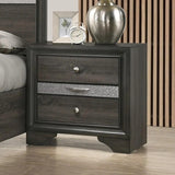 Contemporary Nightstand Gray Finish Silver Accents