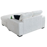 Square Arm Loveseat With Ottoman, Cup Holder, Bluetooth Speaker,Wireless Charger,USB Ports