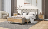 Queen 4-Piece Bedroom Set Platform Bed with Two Nightstands and Storage Bench
