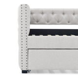 Full - Twin Daybed with Trundle Upholstered Tufted Sofa Bed