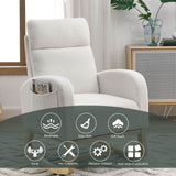 High Backrest Living Room Lounge Arm Rocking Chair with Two Side Pockets