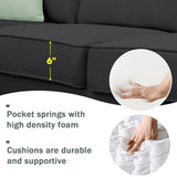 Sectional Sofa Couches Living Room Sets, 7 Seats Modular Sectional Sofa with Ottoman, L Shape Fabric Sofa Corner Couch Set with 3 Pillows