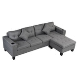 Sofa Set for Living Room with L Shape Chaise Lounge with cup holder
