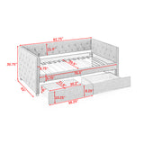 Beige Upholstered Twin Size Daybed with Two Drawers