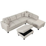 Modern Sectional Sofa with Storage Ottoman
