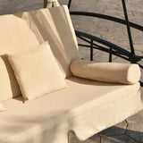 Beige Outdoor Gazebo with Convertible Swing Bench, Double Roof Soft Canopy
