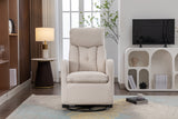 Beige Linen Fabric Swivel Rocking Chair Gilder Chair With Pocket
