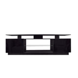 Black TV Stand for 80 Inch TV Stands, Media Console Entertainment Center Television Table, 2 Storage Cabinet with Open Shelves for Living Room Bedroom
