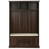 Hall Tree Cabinet with 3 Hooks, Coat Hanger, Entryway Bench, Storage Bench