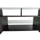 TV Stand with 2 Illuminated Glass Shelves, High Gloss Entertainment Center