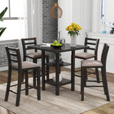 5-Piece Wooden Counter Height Dining Set