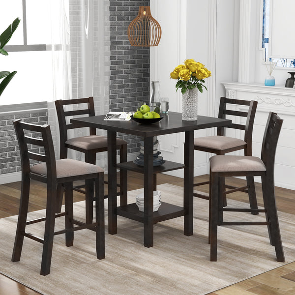 5-Piece Wooden Counter Height Dining Set